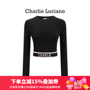 Charlie Luciano标识橡筋满钻长袖2026春季新款45587显瘦设计感cl打底衫女潮 黑色 M