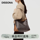 DISSONA【董洁同款】迪桑娜幸运锦囊女包hobo老花包单肩腋下包 棕色-大号