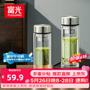 富光玻璃杯双层带茶隔大容量水杯 高档商务泡茶杯 高硼硅杯子500ml
