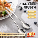 广意 316L不锈钢汤勺汤匙加大加厚家用调羹吃饭餐勺熊猫2支装 GY1440