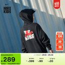 耐克马年限定脱缰系列新年大童加绒连帽衫春新款男童NIKE IR0115 010黑 155 L
