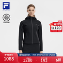 FILA 斐乐官方女士针织连帽外套2026夏新款健身运动简约修身上衣 深黑-BK L 170/88A/L
