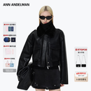 ANN ANDELMAN【颖儿同款】黑色毛领短款皮衣外套秋冬翻领加厚保暖夹克 黑色 XS