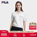 FILA 斐乐官方女子编织衫2026夏季新款基础百搭短装休闲短袖上衣 云白-WT XL 175/92A/XL