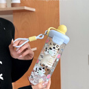 CRHMMFLF2026浮球大容量水杯女生高颜值新款学生杯子可爱便携吸管夏天水杯 【加厚耐摔款+杯刷+吸管刷+3D贴】蓝色浮球750毫升