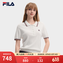 FILA 斐乐官方女子编织衫2026新款简约休闲百搭翻领短袖POLO上衣 标准白-WT M 165/84A/M