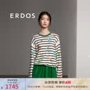 ERDOS 秋冬圆领条纹花卉运动减龄多巴胺舒适保暖女套衫羊绒衫 白 L 165/88A
