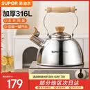 苏泊尔（SUPOR）鸣笛加厚316L不锈钢烧水壶明火燃气灶煤气电磁炉 家用老式热水壶 316L不锈钢水壶 2.5L