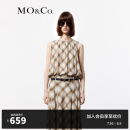 MO&Co.2024夏新品天丝混纺渐变格纹短款捏褶兜量上衣MBD2TOP016 卡其格色 S/160