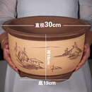 紫砂花盆大号兰花盆阳台种菜盆栽花卉特大号陶瓷花盆  馳爵 T003特大号 尺寸参照图片