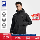 FILA 斐乐官方男士梭织上衣2026春新款户外运动舒适拼色连帽外套 深黑-BK 2XL 185/104A/XXL