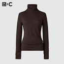 优衣库HEATTECH EXTRA WARM混纺高领T恤/长袖女装9%羊绒478954 38 深褐色 M