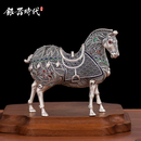 银器时代 马到成功纯银茶宠摆件新中式酒柜客厅办公室装饰品摆设创意茶玩 做旧款210克+证书 足银+礼盒