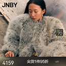 JNBY/江南布衣秋冬山羊绒皮草外套保暖无领长袖H型气质女5O9A12290 210/灰咖 S