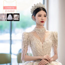 鲨影高定婚纱新娘2026新款主纱质感小个子重工大码胖mm孕妇春 白色齐地款【送裙撑 头纱 手套】 M
