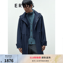 ERDOS 厚款中长款保暖商务休闲通勤风连帽上衣收腰男风衣外套 藏蓝 M 170/92A