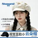 型麦贝雷帽女春夏遮阳帽八角帽大头围显脸小韩版画家帽送礼 米色