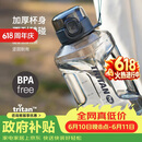 乐扣乐扣（LOCK&LOCK）小水库大容量塑料运动水杯户外冷水壶刻度把手男女杯子2.2L灰色