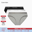Calvin Klein内衣女士三条提花腰边ck棉质微弹性感三角内裤女 MP1-太空黑/椰青灰/月光白 3条 M 尺码偏大，建议拍小一码