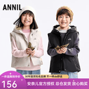 安奈儿男女童装短款羽绒连帽马甲2025冬新款休闲保暖背心坎肩上衣 松木灰 110