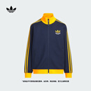 adidas男大童复古运动立领夹克外套儿童阿迪达斯官方三叶草 深靛蓝/深黄     152