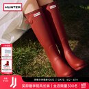 HUNTER雨靴户外露营女鞋惠灵顿经典英伦防水防滑骑士靴女长筒女靴高筒靴 哑光军红色/MLR 38