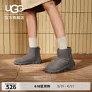 UGG秋季女士舒适时尚平底纯色圆头休闲经典迷你短靴雪地靴1115030 CHRC | 炭灰色 38