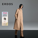 ERDOS 25秋冬立领插肩袖长款保暖羊绒大衣女毛呢大衣外套 浅驼 L 170/88A