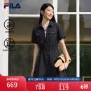 斐乐 斐乐官方女装梭织工装连衣裙夏季时尚凉感防晒收腰裙子 正黑色-BK L 170/88A/L