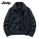 JEEP吉普加绒加厚夹克棉衣男春秋冬纯棉工装多口袋休闲翻领棉服
