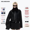 ANN ANDELMAN【颖儿同款】黑色毛领短款皮衣外套秋冬翻领加厚保暖夹克 黑色 XS