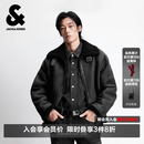 杰克·琼斯（JACK&JONES）男装春季新款棉服百搭保暖日常通勤翻领毛领外套225409036 E41黑色 M （175）