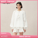 Fabrique白月光法式纯棉刺绣衬衫短裙休闲度假套装女白色衬衣上衣 套装 M