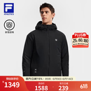 FILA 斐乐官方男士棉服2026春健身运动简约宽松保暖连帽外套 深黑-BK L 175/96A/L