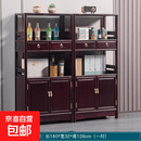 鸡翅木餐边柜全实木茶水柜新中式双门柜边几小书架茶柜储物柜 血檀70边几柜一对：长140宽32高126cm