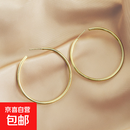 S925银欧美大圆圈耳环女简约时尚韩国气质素圈ins耳圈耳饰 ES1944【黄金色-45MM】 925银