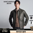 报喜鸟皮衣男装【柔软羊皮】秋冬男士商务休闲翻领羊皮革皮衣外套男 云雾咖 XL -50(180/100)