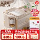 优乐博（ULOP）星梦折叠婴儿床多功能拼接床可移动宝宝床新生儿哄睡神器摇摇床 豪华顶配 可拆洗一键折叠婴儿床-星河金 摇篮婴儿床带蚊帐尿布台-送棕垫