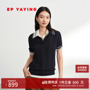 EP雅莹女装 通勤polo衫修身短款短袖套头针织衫上衣商场同款9547B 藏青 L