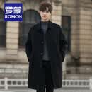 罗蒙（ROMON）冬季新款纯羊毛大衣男士韩版翻领双面呢高级感中长款英伦风衣外套 黑色 L