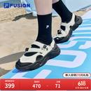 斐乐（FILA）FUSION斐乐玛丽珍凉鞋女鞋凉拖魔术贴海螺沙滩鞋 微白/黑-WB 37.5