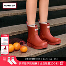 HUNTER女鞋户外露营防水哑光防滑女靴女鞋酷玩中跟厚底矮筒短靴雨靴 军红色/MLR 38