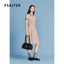 PSALTER诗篇2026夏季新款专选可拆卸领焦糖色条纹A摆连衣裙衬衫裙 焦糖 L