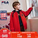 FILA斐乐儿童棉服2026年春男童仿羊羔绒连帽外套新年款拜年服