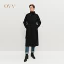 OVV立领时尚中长双面呢大衣 赫本黑 155/80A(S)
