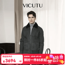 威可多（VICUTU）男士皮衣舒适时尚毛领机车服商务通勤休闲百搭外套 黑色 XL