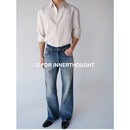 G FOR INNERTHOUGHT|岗山C*line复古猫须蓝牛仔裤直筒宽松水洗微喇 靛蓝水洗 30
