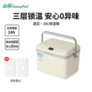 山扉温度显示冰块保温箱摆摊冰桶户外露营便携式保鲜冰箱 26L-白色