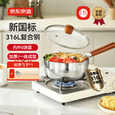 京东京造不锈钢雪平锅锤纹不粘【加厚316L带盖】小奶锅煮面宝宝辅食锅20cm