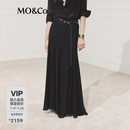 MO&Co.【NOIR系列】半身裙2026夏新品臻丝人丝斜裁长裙附腰带MBF2SKT008 黑色 XS